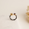 Silver Ring with Quartz and Amethyst Stones