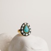 Silver Ring with Pearls and Turquoise