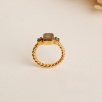 Silver Ring with Quartz and Emerald