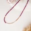 Silver Necklace with Pearl and Garnet Stone