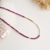 Silver Necklace with Pearl and Garnet Stone