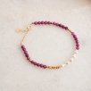 Garnet ve İncili Gümüş Bileklik