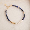 Silver Bracelet with Pearl and Lapis Lazuli