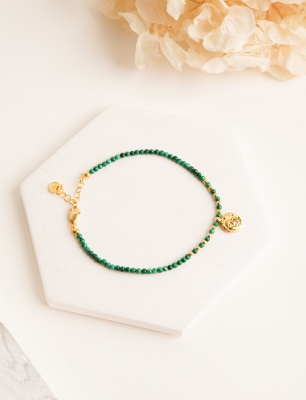 Silver Bracelet with Malachite Stone