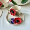 Espresso Cup Set with Poppy Flower