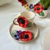 Espresso Cup Set with Poppy Flower