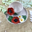 Turkish Coffee Cup Set with Poppy Flower