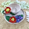 Kırmızı Çiçekler Türk Kahvesi Fincan Set