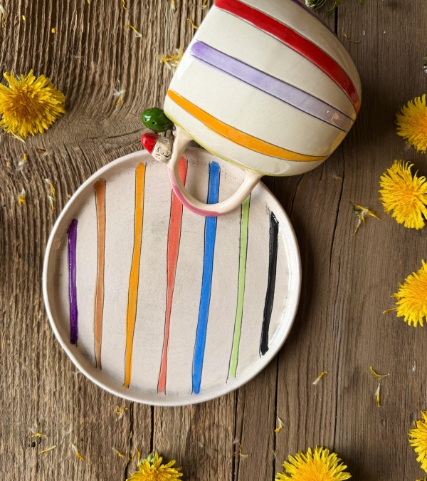 Çizgili Kahve Mug Set