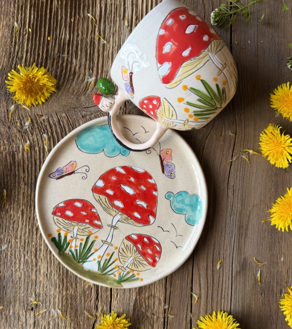Mantar Tasarım Kahve Mug Set