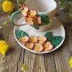 Turuncu Küçük Çiçekler Kahve Mug Set