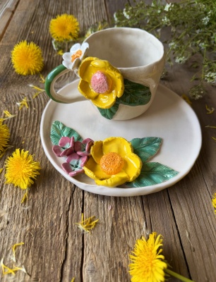 Sarı Çiçekler Kahve Mug Set