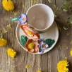 Coffee Mug Set with Orange Flower