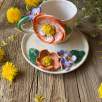 Coffee Mug Set with Orange Flower