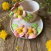 Büyük Pembe Çiçek Kahve Mug Set