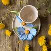 Coffee Mug Set with Big Blue Flower