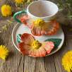 Büyük Turuncu Çiçek Kahve Mug Set