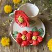 Coffee Mug Set with Red Flowers