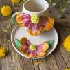 Turuncu Pembe Kahve Mug Set