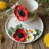 Coffee Mug Set with Poppy Flower