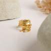 Brass Ring with Feather Design