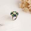 Safir, Opal, Zümrüt Taşlı Elmas Gümüş Yüzük