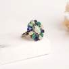 Safir, Opal, Zümrüt Taşlı Elmas Gümüş Yüzük