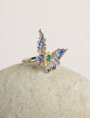 Silver Ring with Butterfly Design