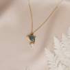 14K Gold Necklace with Labradorite and Diamond