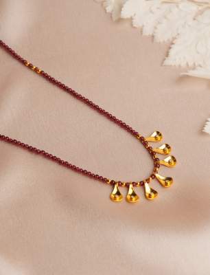 Pırlantalı Garnet Taşlı 14K Altın Kolye