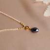 14K Gold Necklace with Black Pearl and Diamond