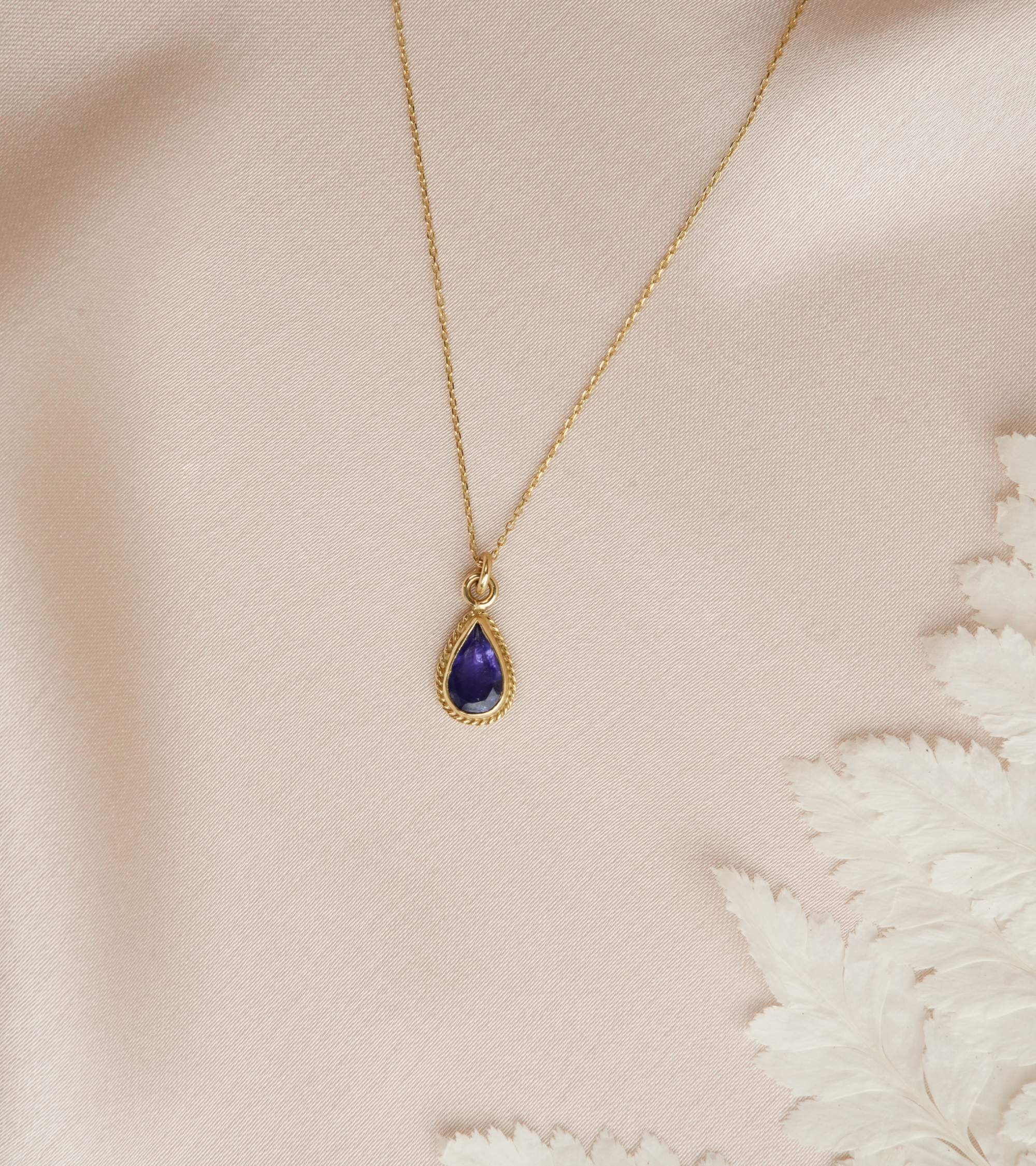 Tanzanit Taşlı 14K Altın Kolye