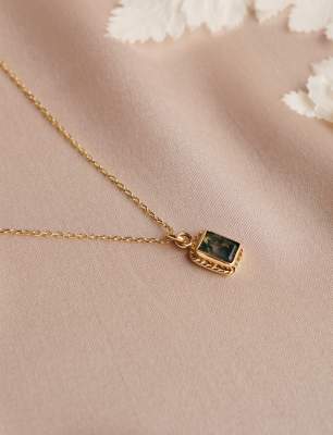 Yosun Akik 14K Altın Kolye