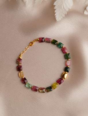 14K Gold Bracelet with Tourmaline Stone