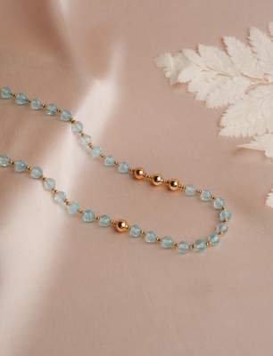Mavi Topaz Taşlı 14K Altın Kolye