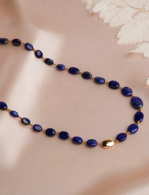 Lapis Lazuli Taşlı 14K Altın Kolye
