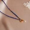 14K Gold Necklace with Lapis and Pearl