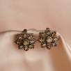 Silver Earrings with Opal and Raw Diamond