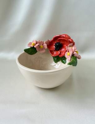 Small Bowl with Poppy Flowers